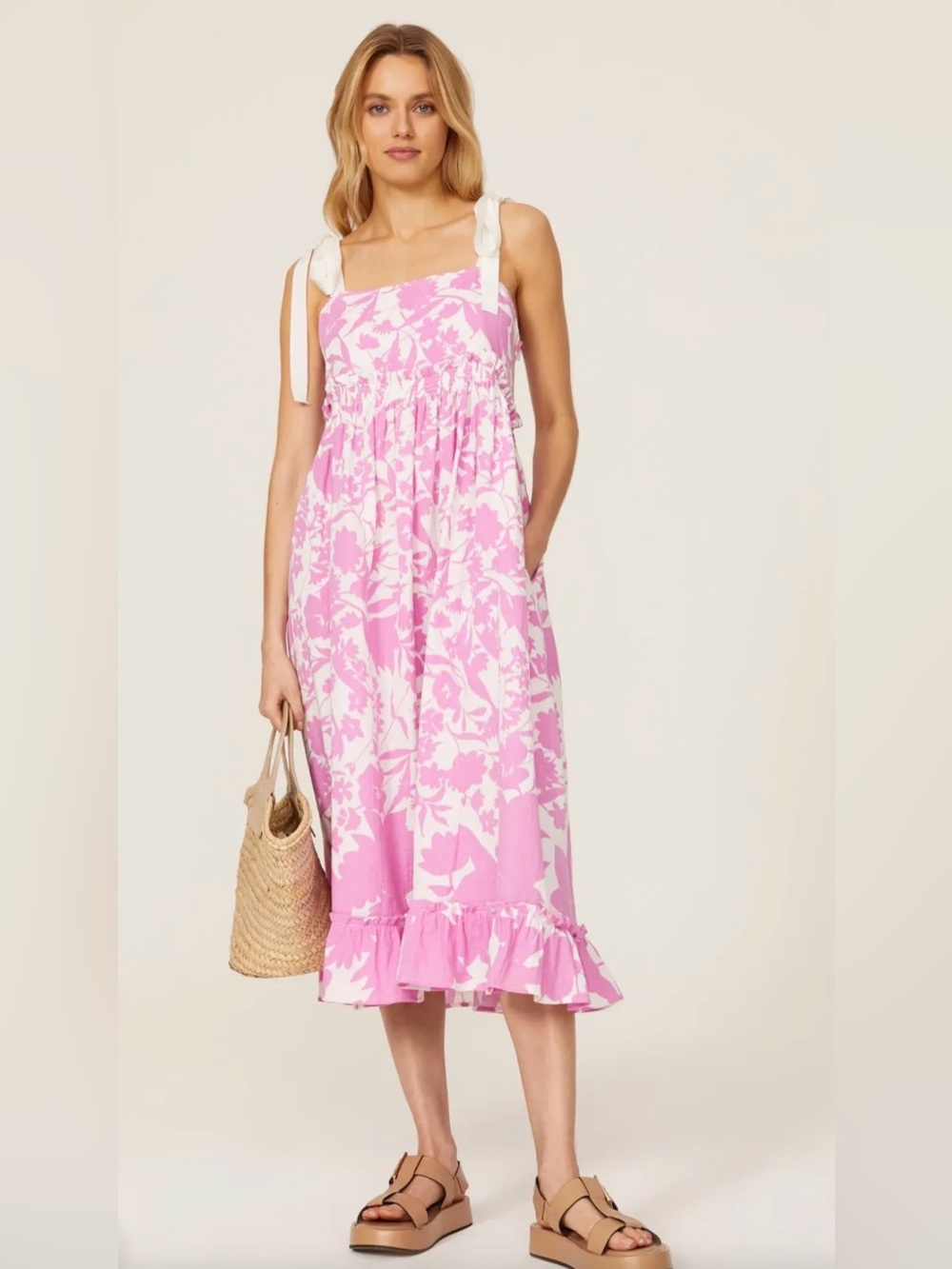 PETER SOM Collective Pink Floral Midi Dress - 10